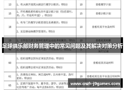 足球俱乐部财务管理中的常见问题及其解决对策分析